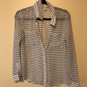 Long sleeve sheer stripped shirt
